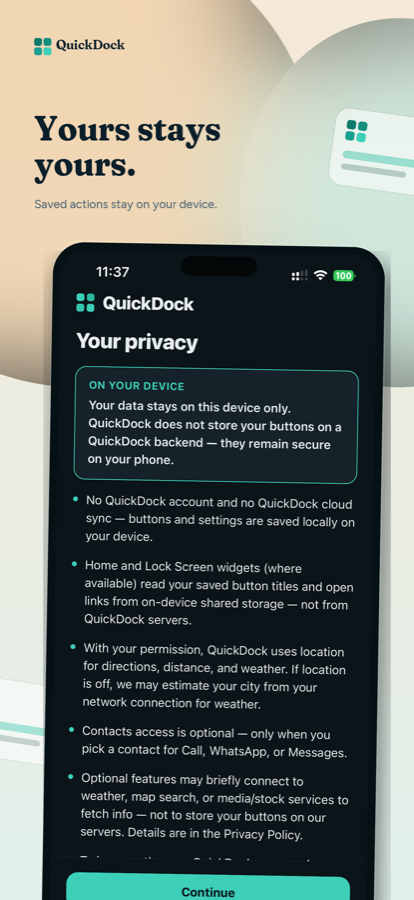 QuickDock settings and personalization